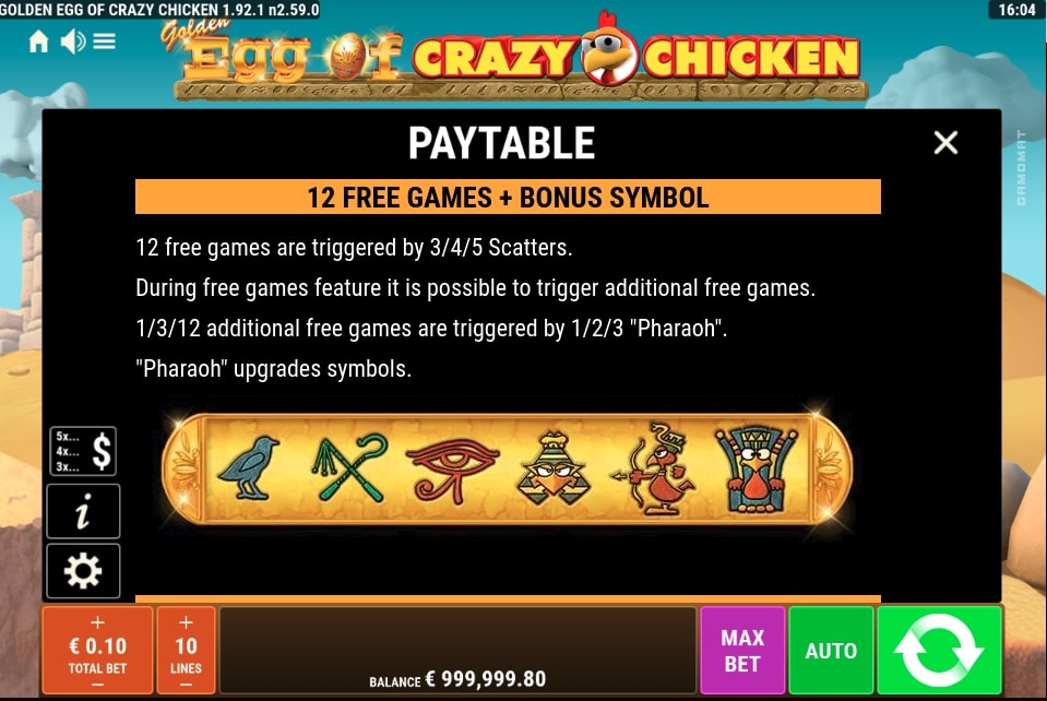 Golden Egg of Crazy Chicken Slot Game Free Games Bonus